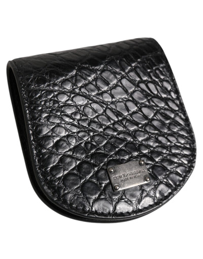 Dolce & Gabbana Schwarz Exotische Haut Münze Kondom Fall Halter Tasche Brieftasche