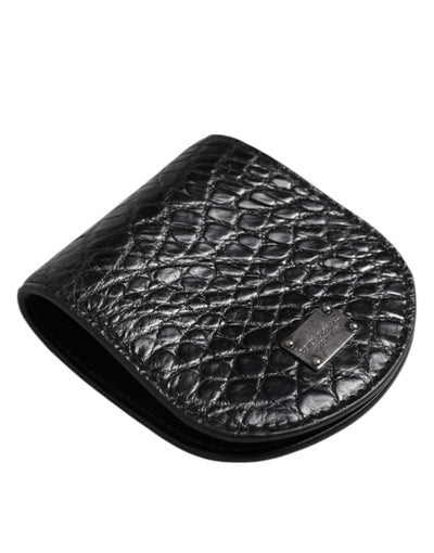 Dolce & Gabbana Schwarz Exotische Haut Münze Kondom Fall Halter Tasche Brieftasche