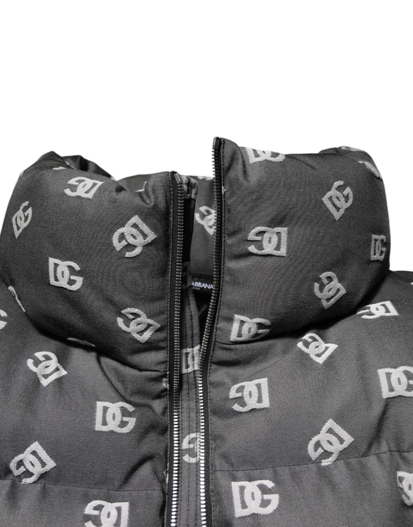 Dolce & Gabbana Schwarze DG Monogram Full Zip Pufferjacke für Männer