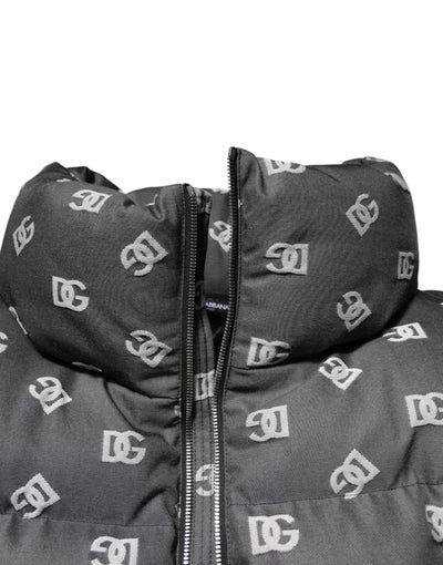 Dolce & Gabbana Schwarze DG Monogram Full Zip Pufferjacke für Männer