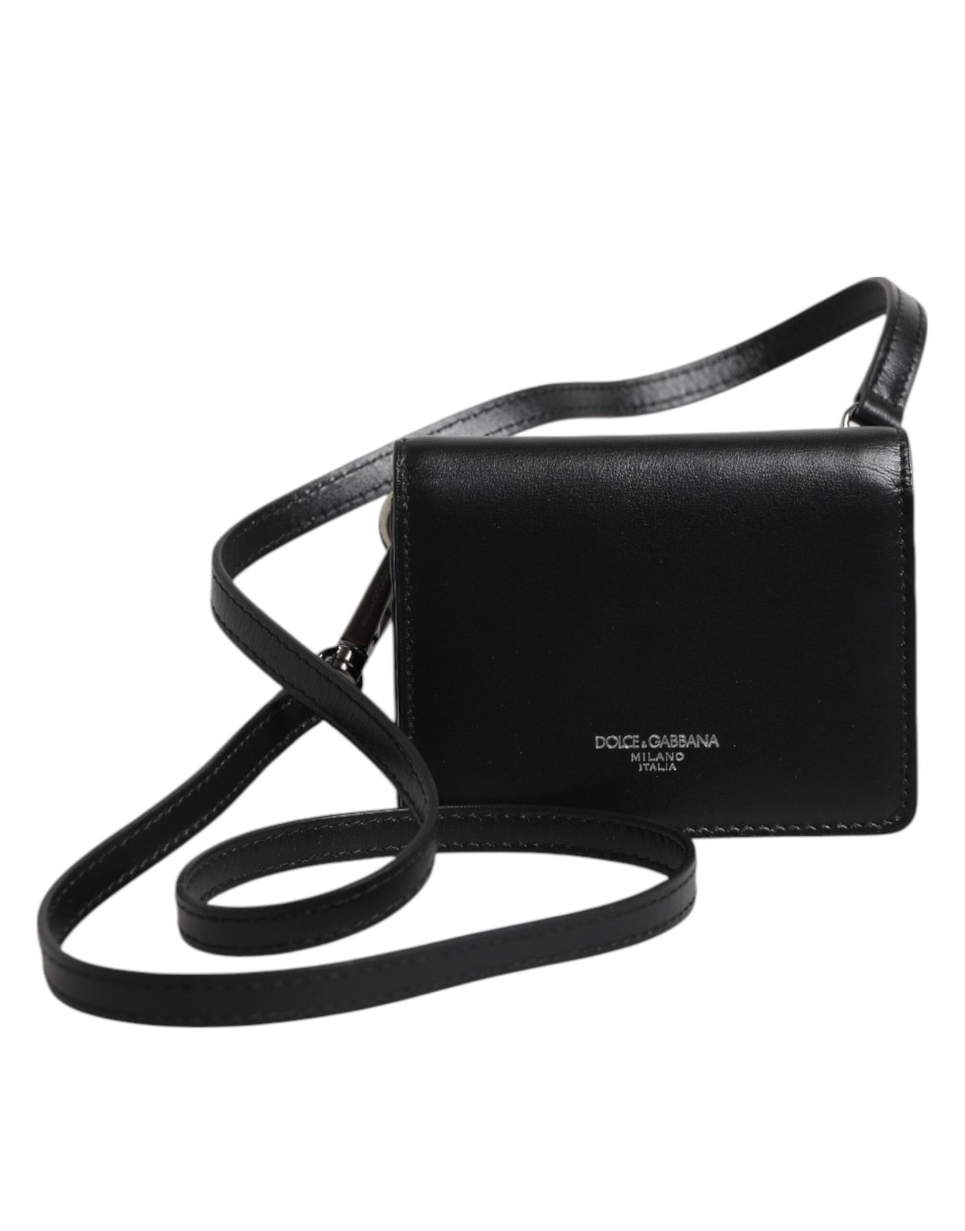 Dolce & Gabbana Schwarz Leder Bifold Kartenhalter Crossbody Herren Borse Tasche