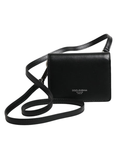 Dolce & Gabbana Schwarz Leder Bifold Kartenhalter Crossbody Herren Borse Tasche