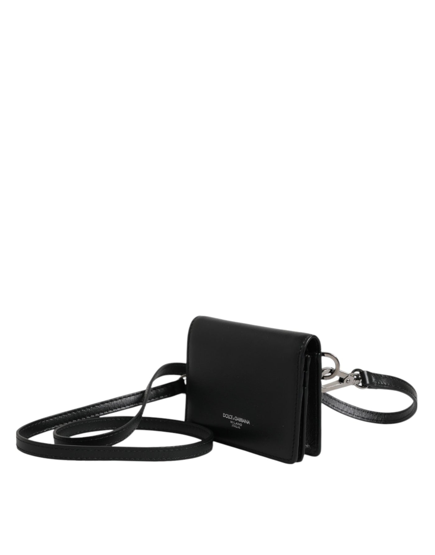 Dolce & Gabbana Schwarz Leder Bifold Kartenhalter Crossbody Herren Borse Tasche
