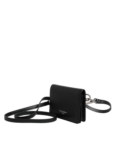 Dolce & Gabbana Schwarz Leder Bifold Kartenhalter Crossbody Herren Borse Tasche