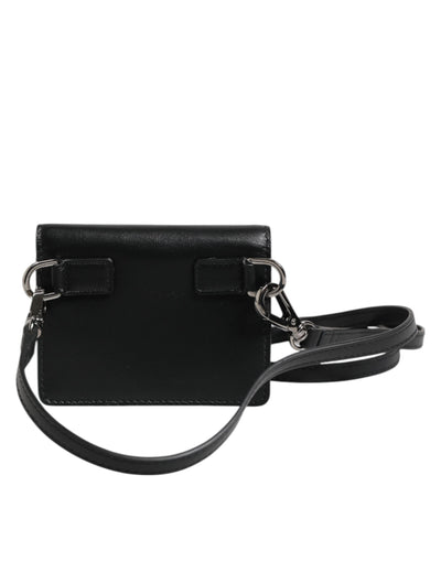 Dolce & Gabbana Schwarz Leder Bifold Kartenhalter Crossbody Herren Borse Tasche