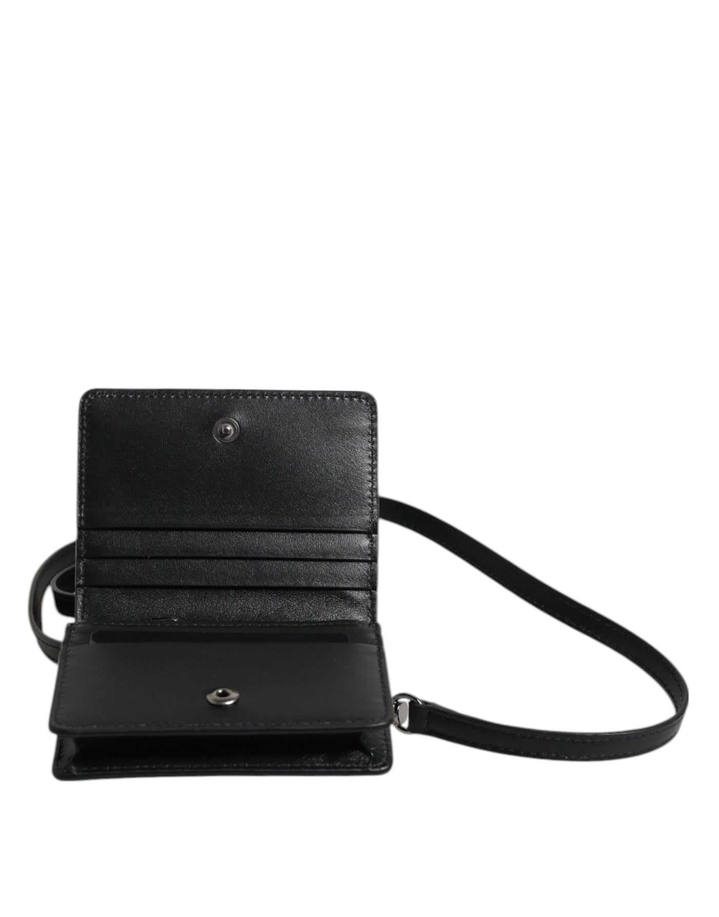 Dolce & Gabbana Schwarz Leder Bifold Kartenhalter Crossbody Herren Borse Tasche