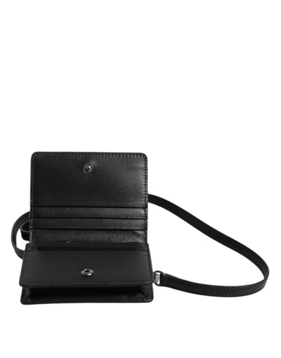 Dolce & Gabbana Schwarz Leder Bifold Kartenhalter Crossbody Herren Borse Tasche