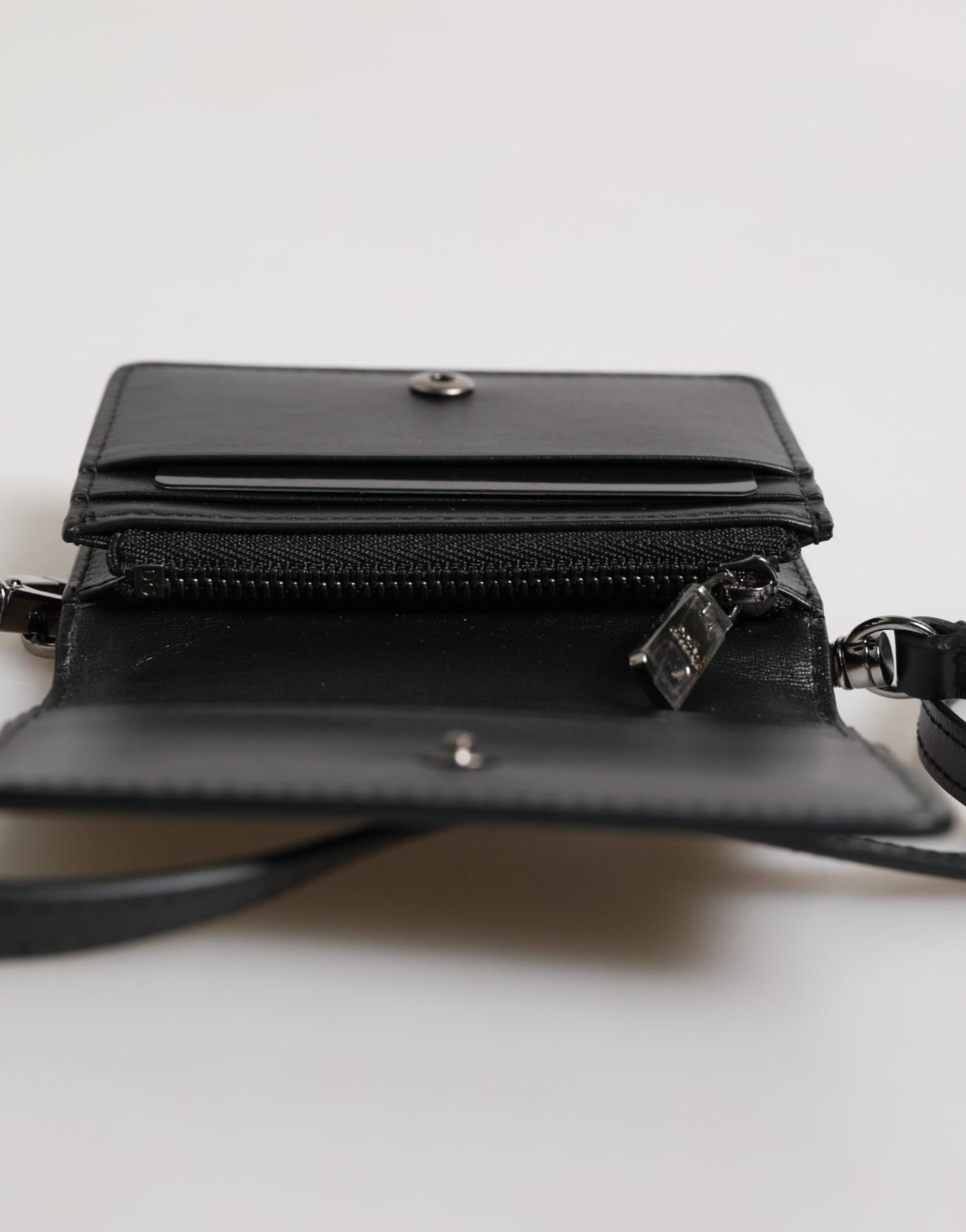 Dolce & Gabbana Schwarz Leder Bifold Kartenhalter Crossbody Herren Borse Tasche