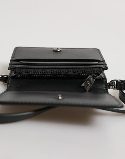 Dolce & Gabbana Schwarz Leder Bifold Kartenhalter Crossbody Herren Borse Tasche
