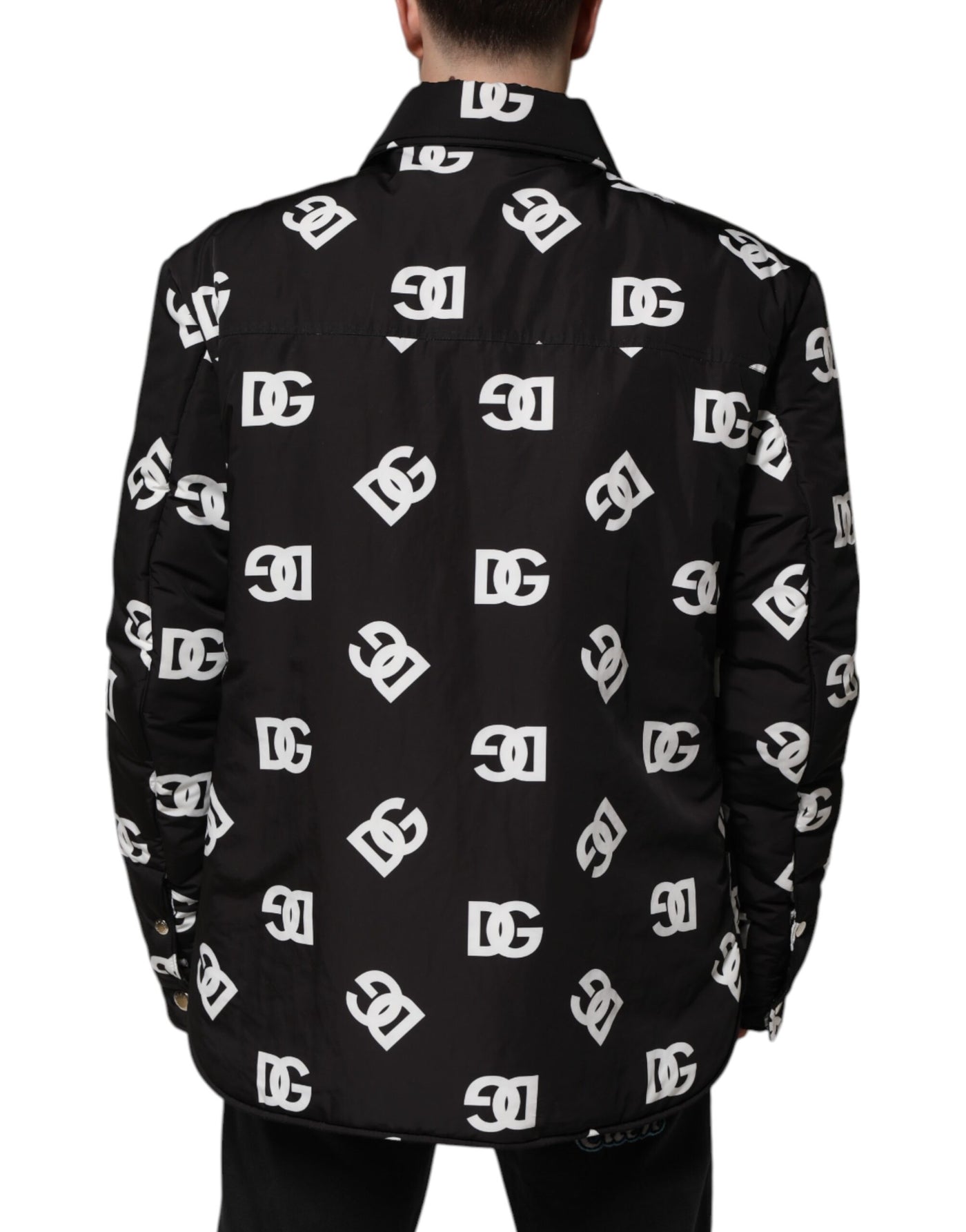Dolce & Gabbana Schwarze DG Monogram Nylon Windbreaker Jacke