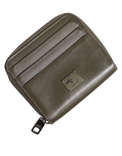 Dolce & Gabbana Braunes Leder Logo Plaque Kartenhalter Münzgeldbörse Brieftasche