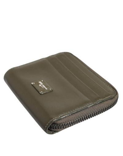 Dolce & Gabbana Braunes Leder Logo Plaque Kartenhalter Münzgeldbörse Brieftasche