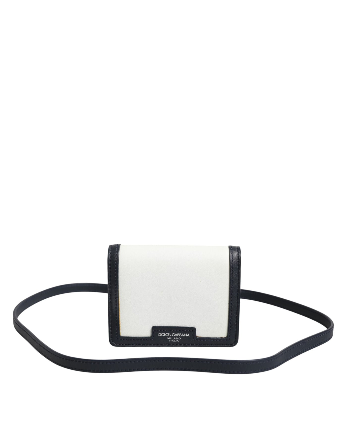 Dolce & Gabbana Beige Schwarz Leder Card Holder Crossbody Herren Borse Tasche