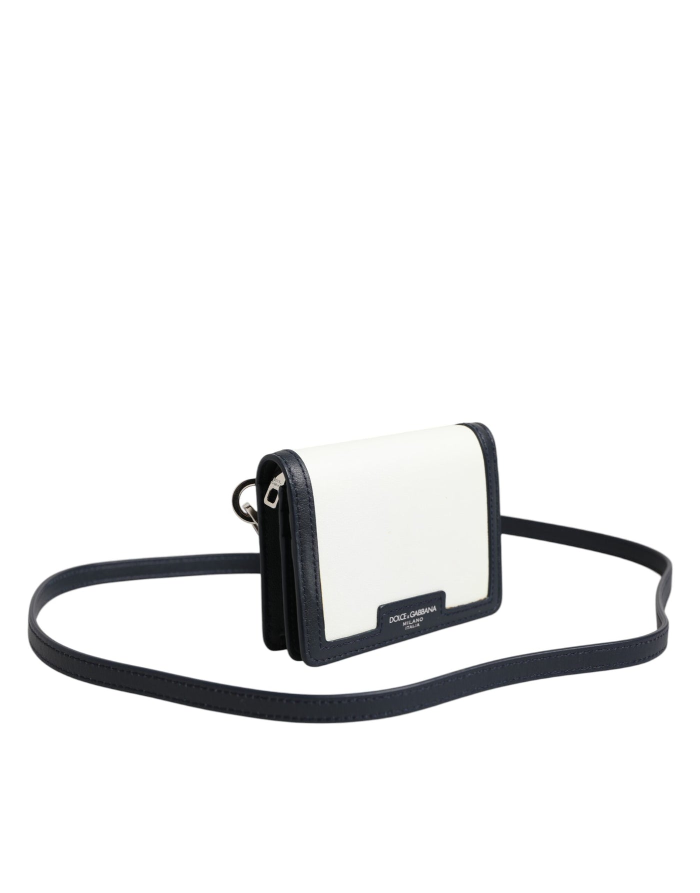Dolce & Gabbana Beige Schwarz Leder Card Holder Crossbody Herren Borse Tasche
