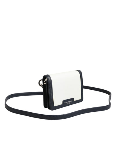 Dolce & Gabbana Beige Schwarz Leder Card Holder Crossbody Herren Borse Tasche