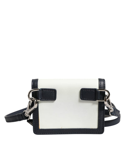Dolce & Gabbana Beige Schwarz Leder Card Holder Crossbody Herren Borse Tasche