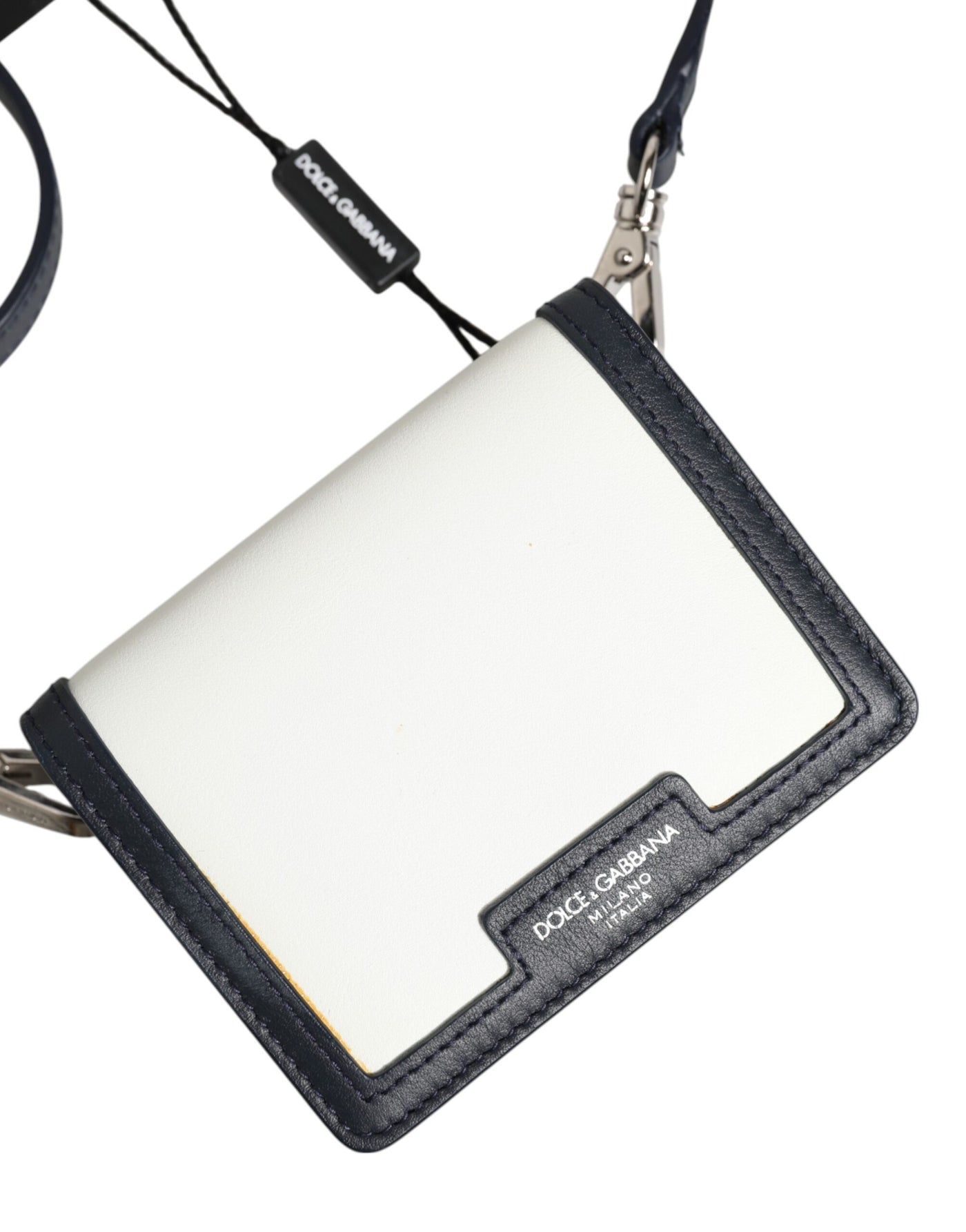 Dolce & Gabbana Beige Schwarz Leder Card Holder Crossbody Herren Borse Tasche