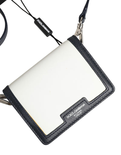 Dolce & Gabbana Beige Schwarz Leder Card Holder Crossbody Herren Borse Tasche