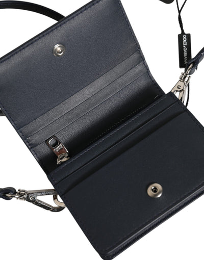 Dolce & Gabbana Beige Schwarz Leder Card Holder Crossbody Herren Borse Tasche