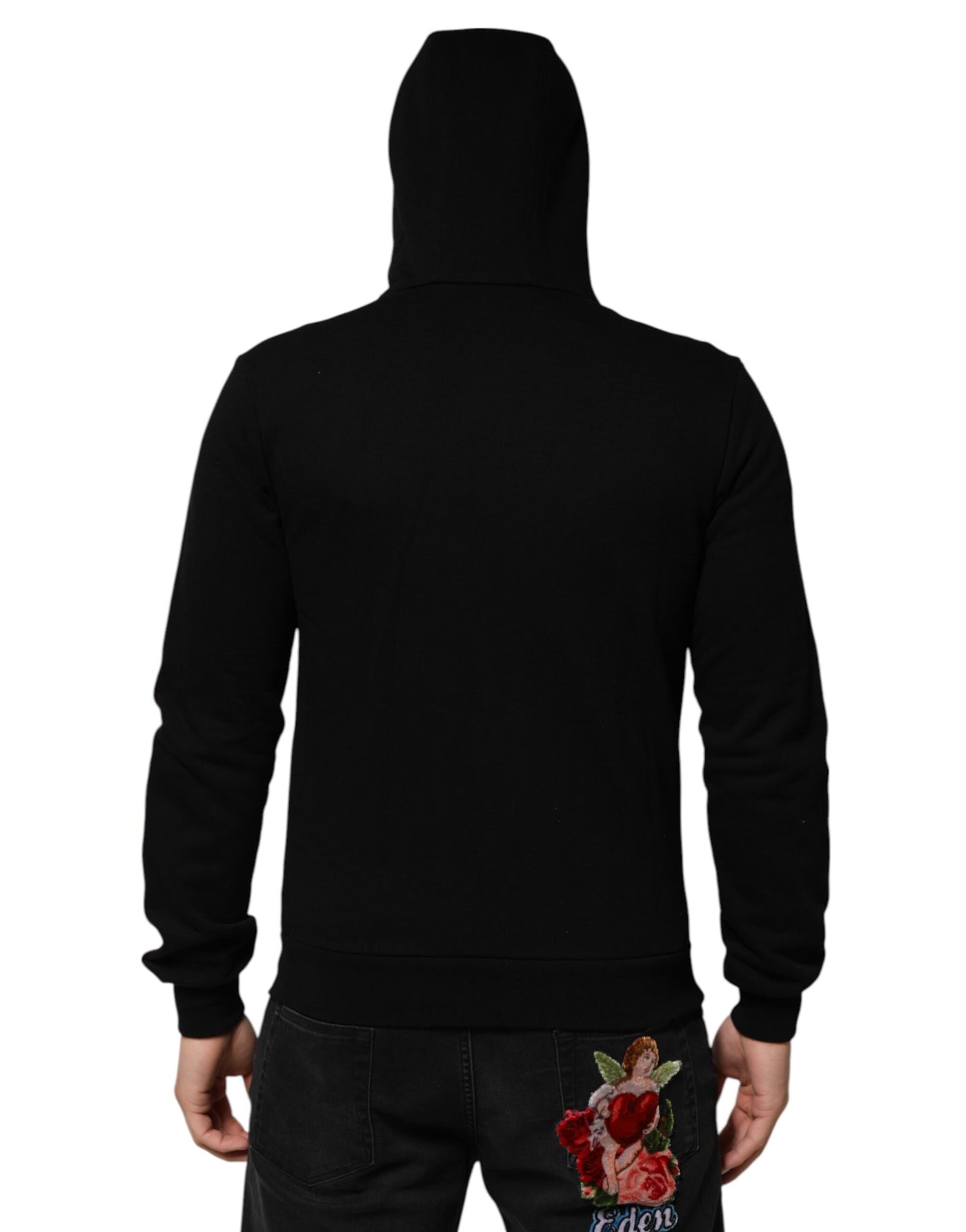 Dolce & Gabbana Schwarze Baumwollplakette Track Cardigan Pullover
