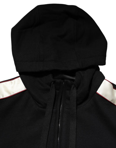 Dolce & Gabbana Schwarze Baumwollplakette Track Cardigan Pullover