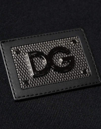 Dolce & Gabbana Schwarze Baumwollplakette Track Cardigan Pullover
