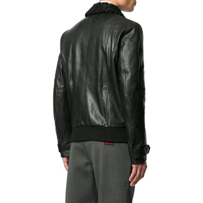 Dolce & Gabbana Schwarze Lammfelljacke