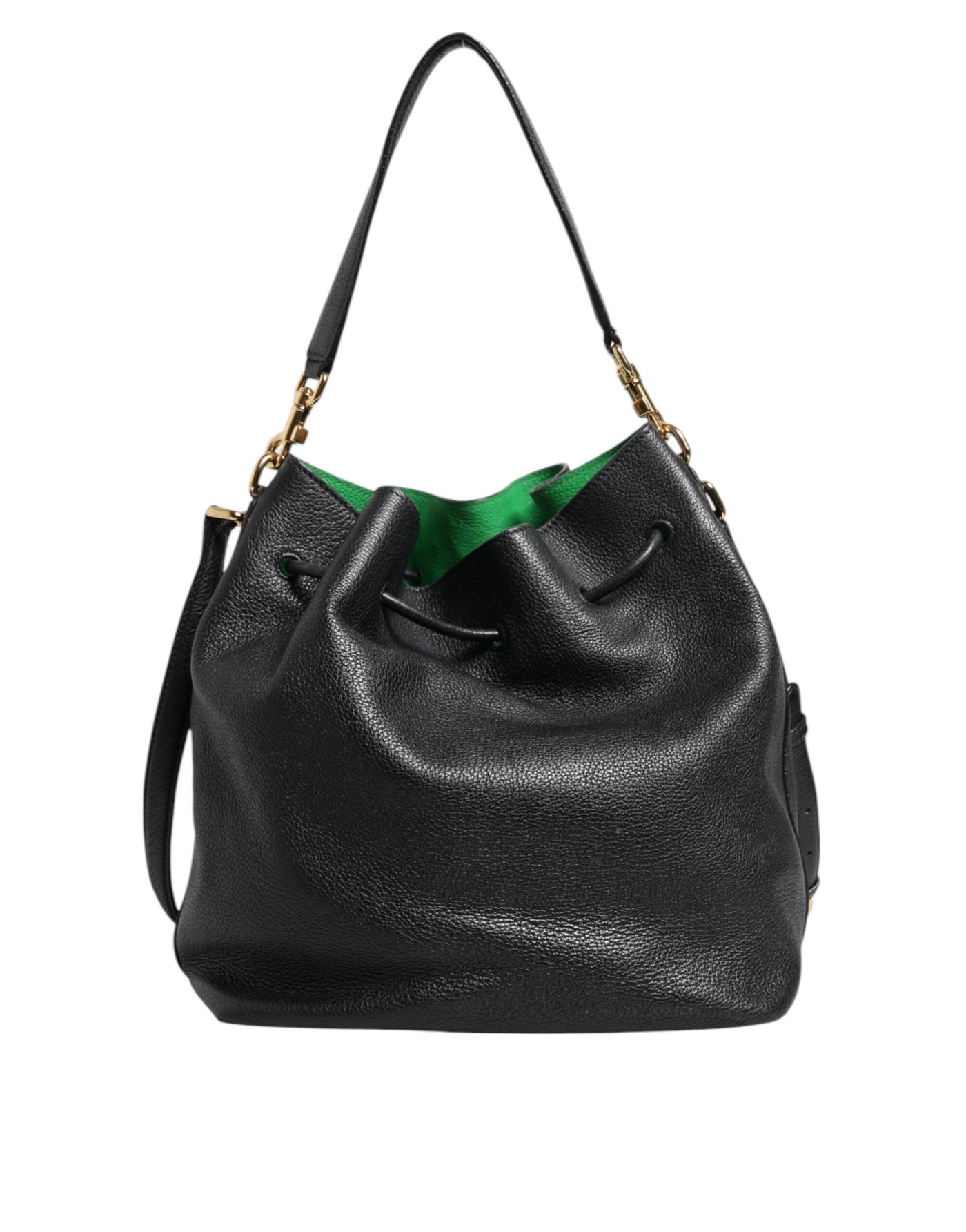 Dolce & Gabbana Schwarz Leder Schulter Crossbody Bucket Frauen Borse Tasche