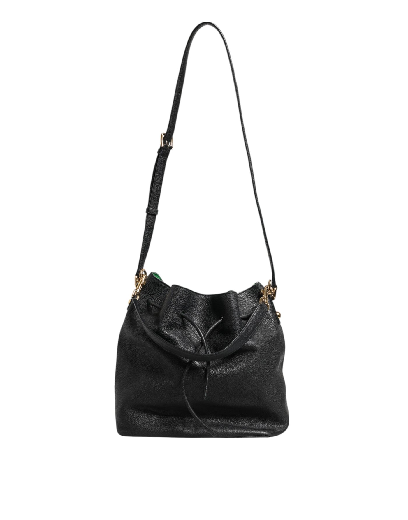 Dolce & Gabbana Schwarz Leder Schulter Crossbody Bucket Frauen Borse Tasche