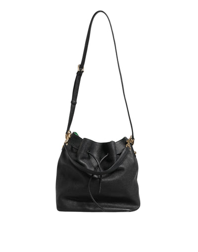 Dolce & Gabbana Schwarz Leder Schulter Crossbody Bucket Frauen Borse Tasche