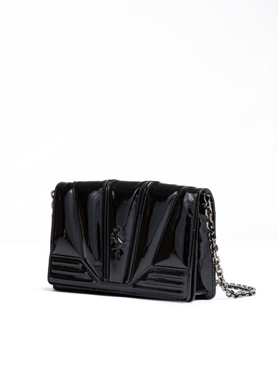 Ferrari Schwarze GT-Lackleder-Tasche mit Kette