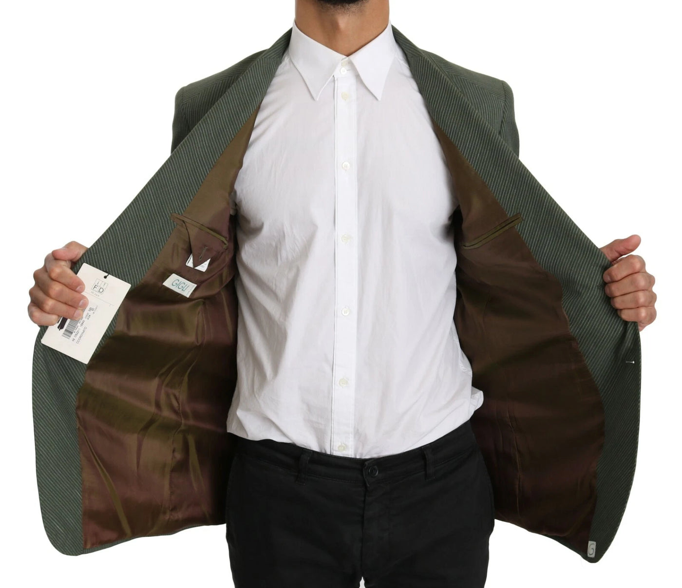 Romeo Gigli Grüner Leinenblazer Einteilige einreihige Jacke