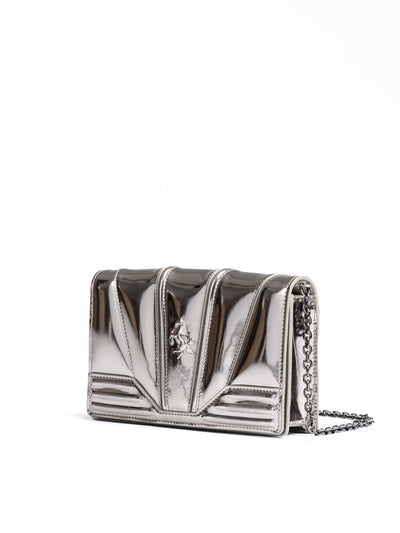 Ferrari Metal Silver GT Lackleder Tasche mit Kette