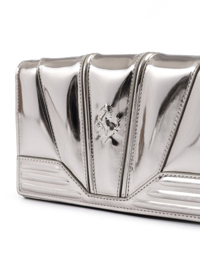 Ferrari Metal Silver GT Lackleder Tasche mit Kette
