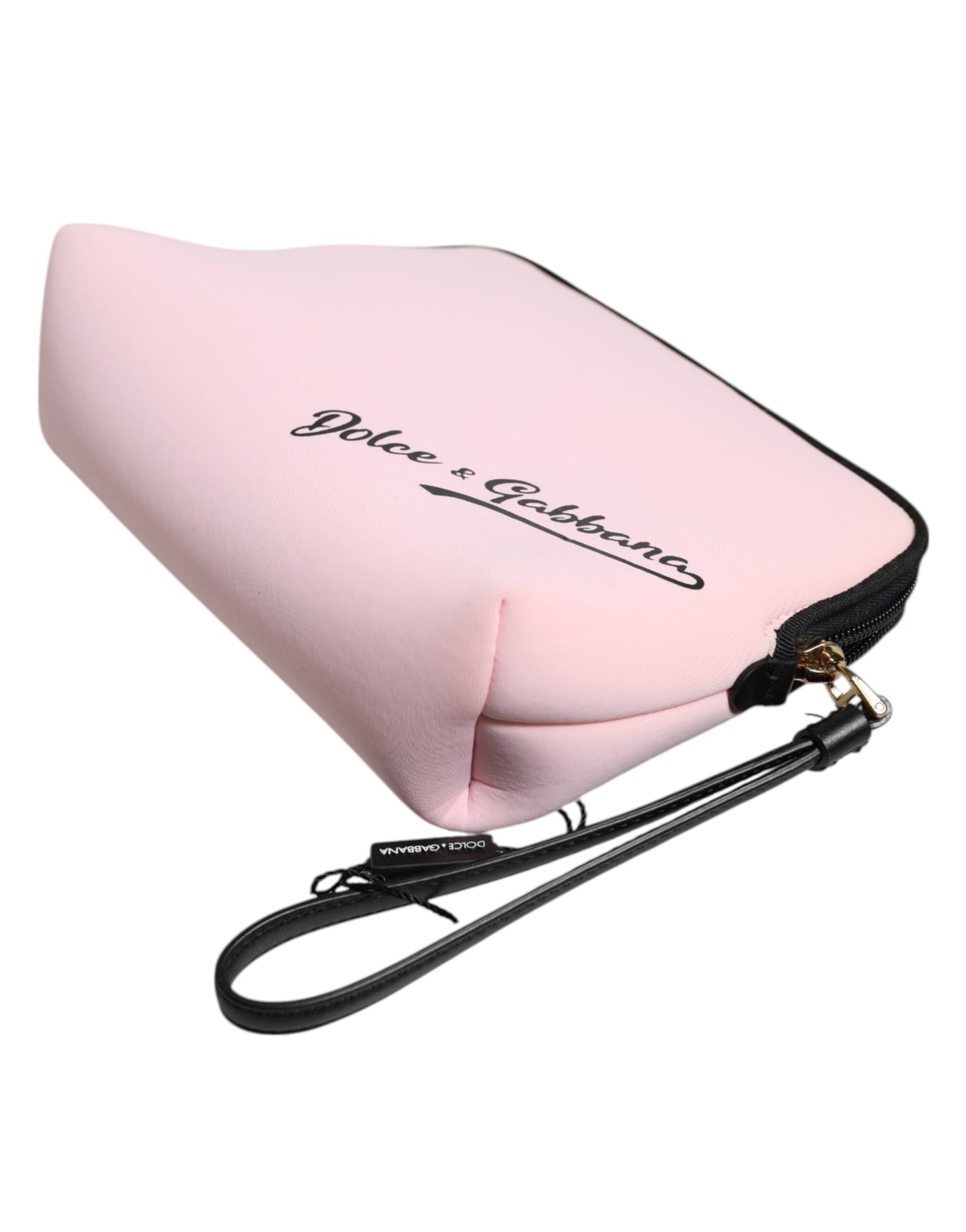 Dolce & Gabbana Rosa Solid Nylon DG Logo Print Clutch Zip Borse Pouch Tasche