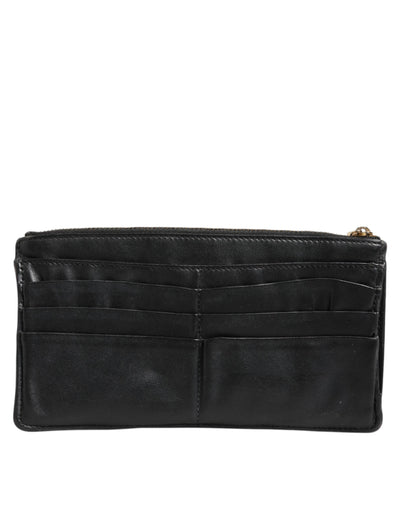 Dolce & Gabbana Schwarzes Kalbsleder DG Logo Damen Karteninhaberin Brieftasche