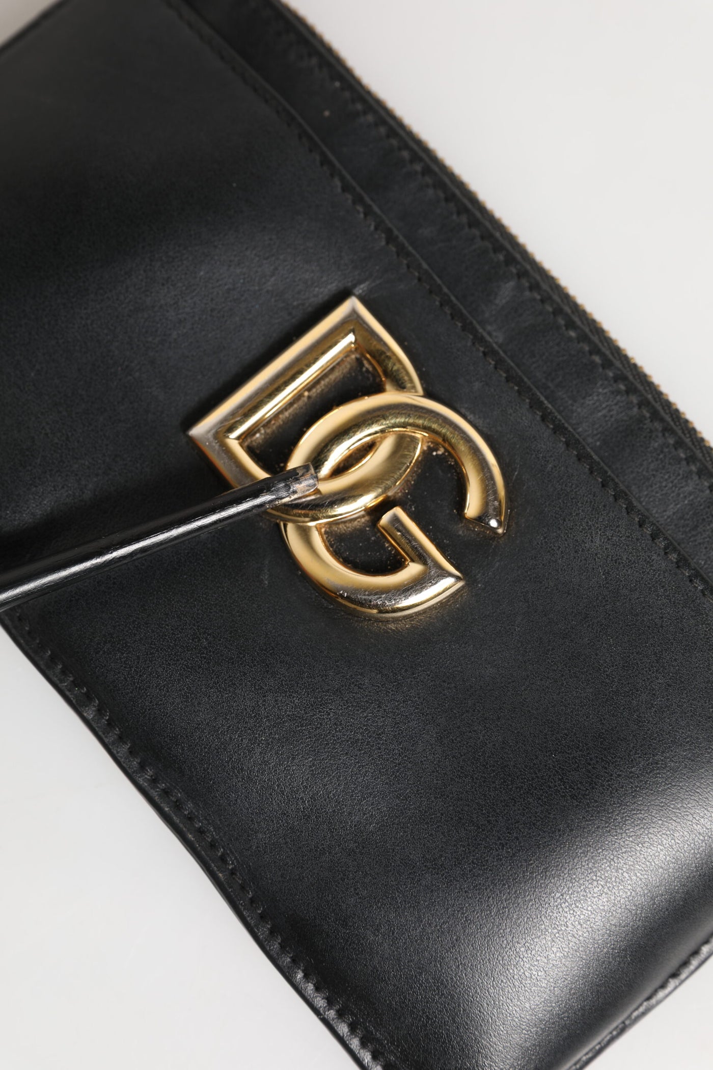 Dolce & Gabbana Schwarzes Kalbsleder DG Logo Damen Karteninhaberin Brieftasche
