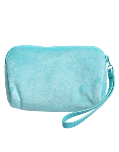 Dolce & Gabbana Hellblaue solide Logo-Kupplung-Sonnenbrillenhalter-Tasche