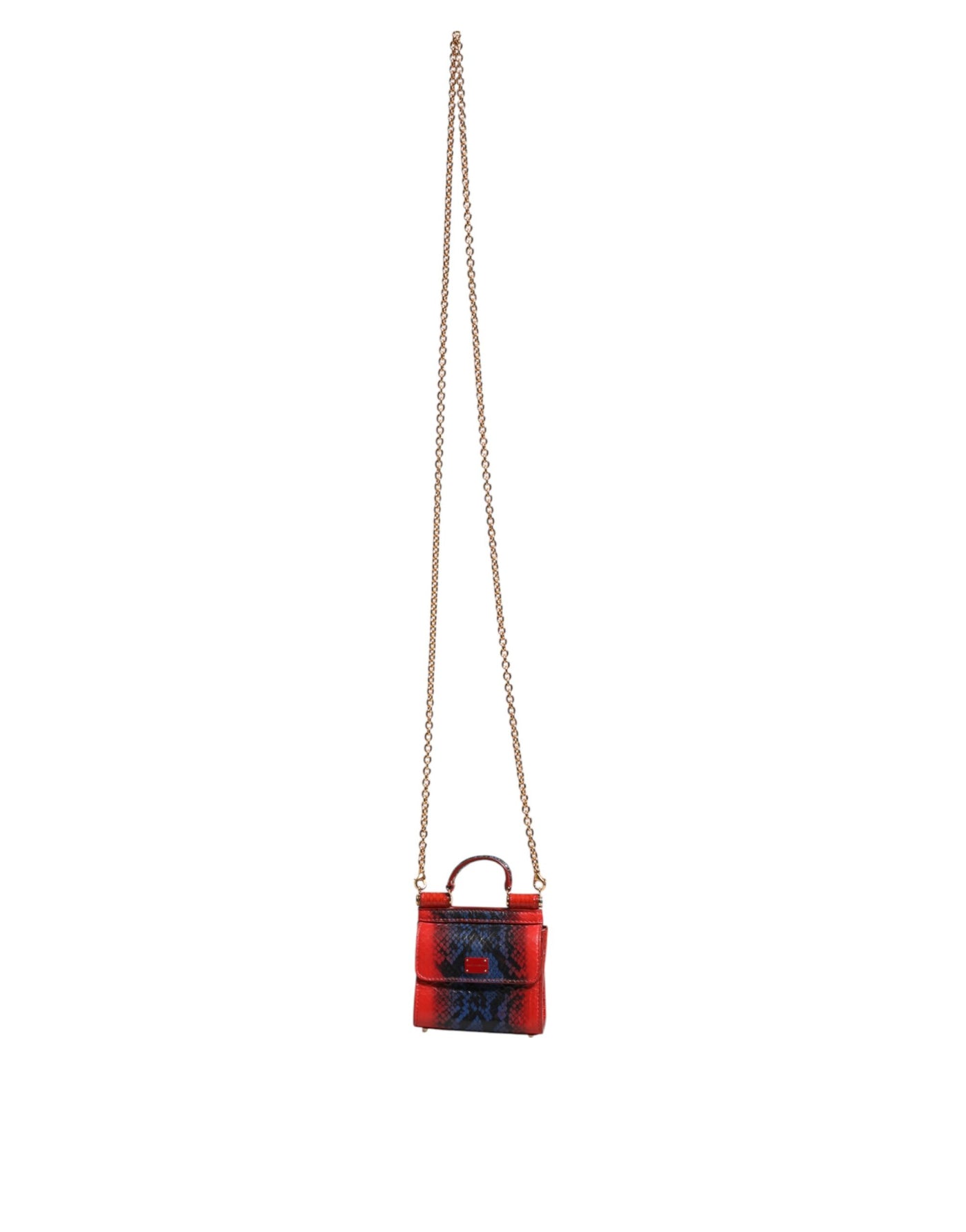 Dolce & Gabbana Rot Blau Leder Sicily Crossbody Kette SatchelBorse Tasche