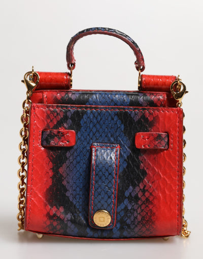 Dolce & Gabbana Rot Blau Leder Sicily Crossbody Kette SatchelBorse Tasche
