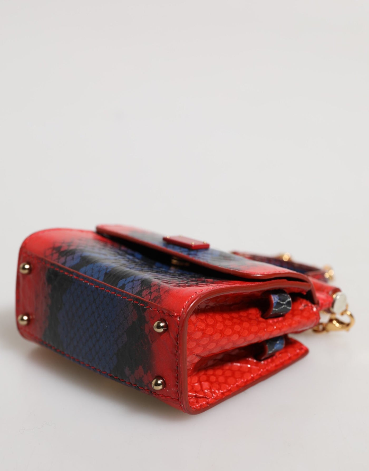 Dolce & Gabbana Rot Blau Leder Sicily Crossbody Kette SatchelBorse Tasche