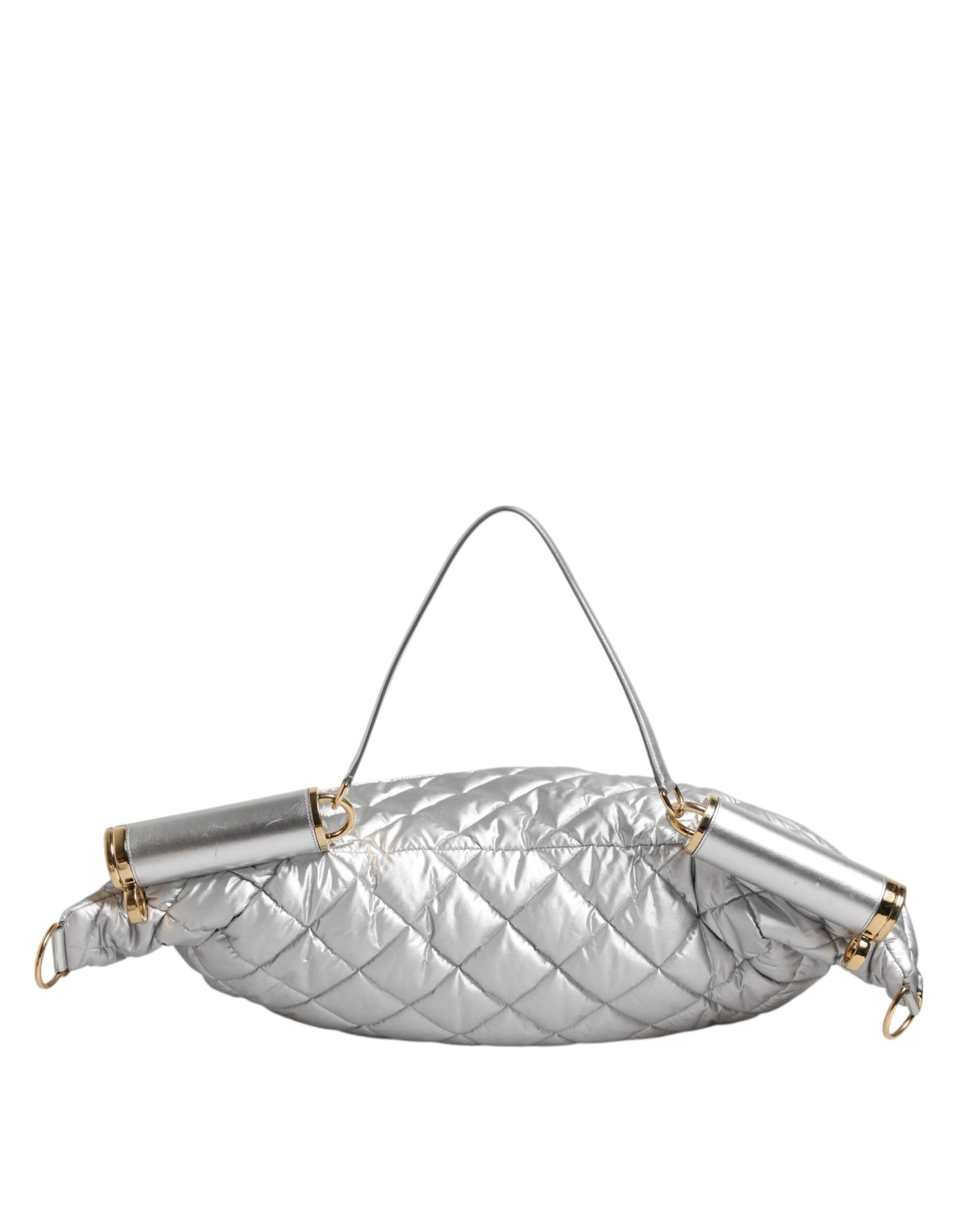 Dolce & Gabbana Silberne gesteppte gefüllte Crossbody-Umhängetasche SICILY Bag