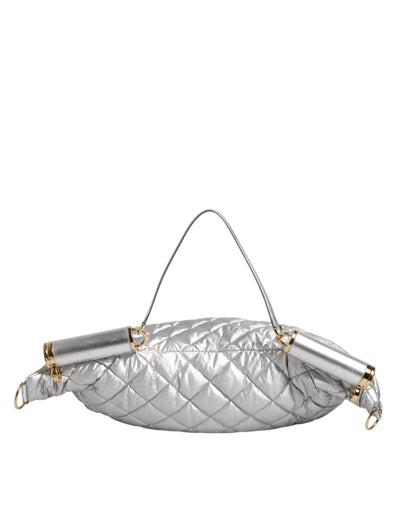 Dolce & Gabbana Silberne gesteppte gefüllte Crossbody-Umhängetasche SICILY Bag
