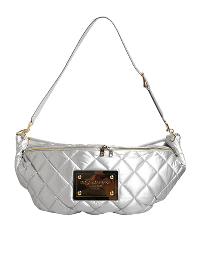 Dolce & Gabbana Silberne gesteppte gefüllte Crossbody-Umhängetasche SICILY Bag
