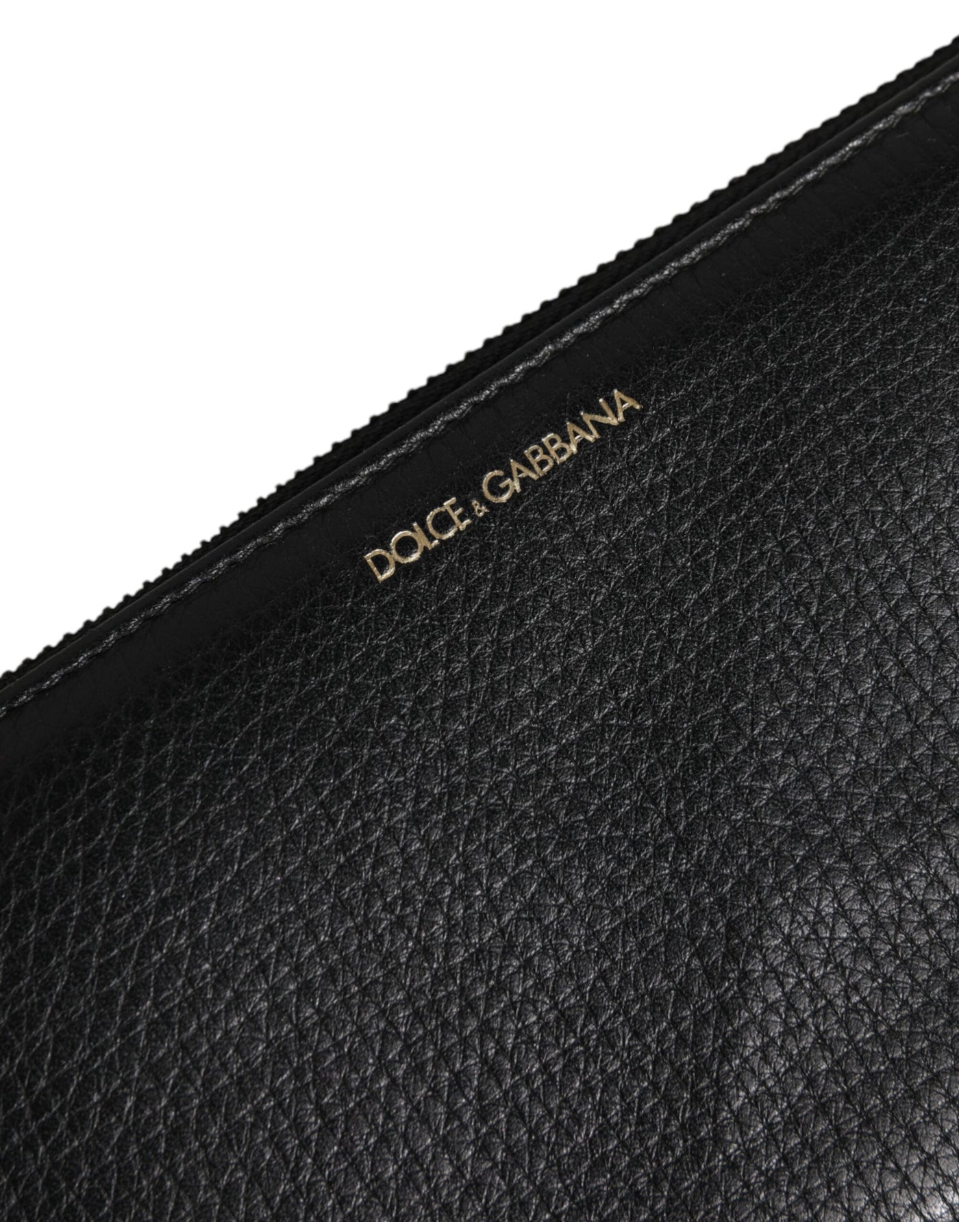 Dolce & Gabbana Schwarzes Kalbsleder Logo Zip Around Continental Brieftasche