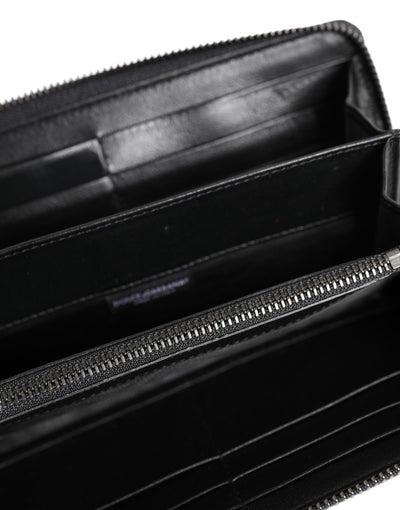 Dolce & Gabbana Schwarz Blau Exotisches Leder Männer Kontinentale Clutch Brieftasche