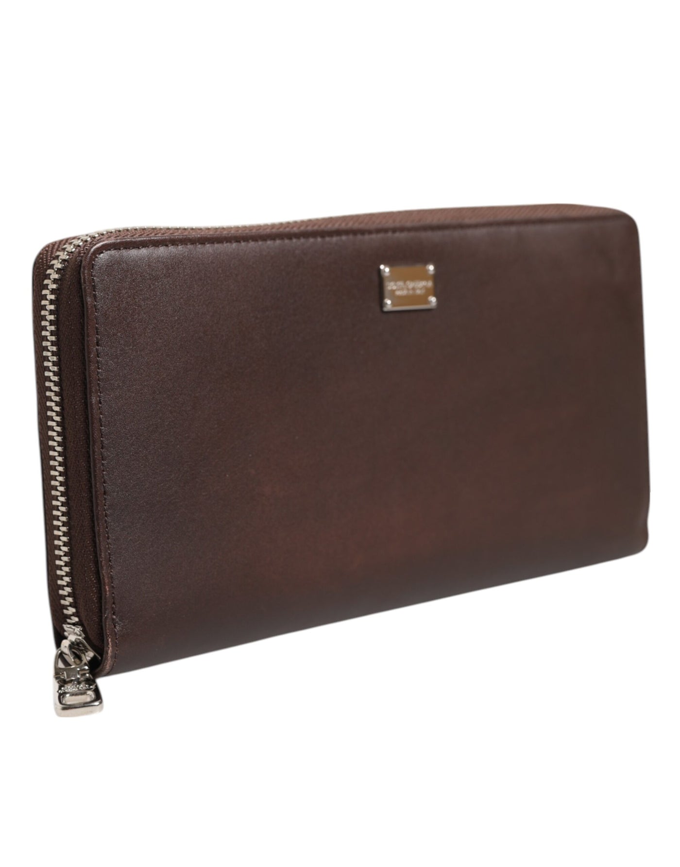 Dolce & Gabbana Braunes Kalbsleder Logo Zip Around Continental Brieftasche