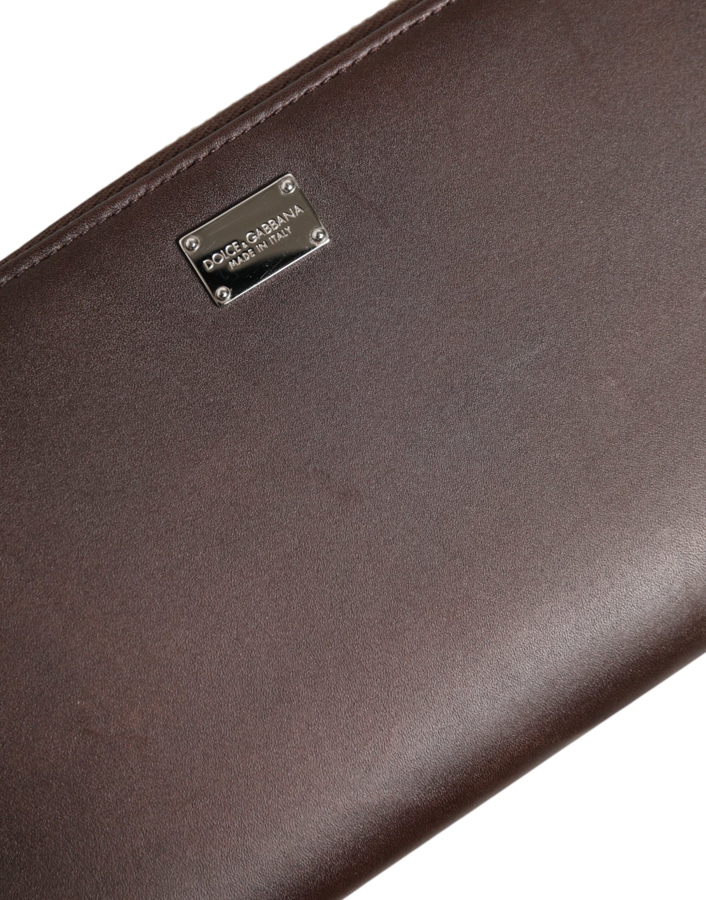 Dolce & Gabbana Braunes Kalbsleder Logo Zip Around Continental Brieftasche