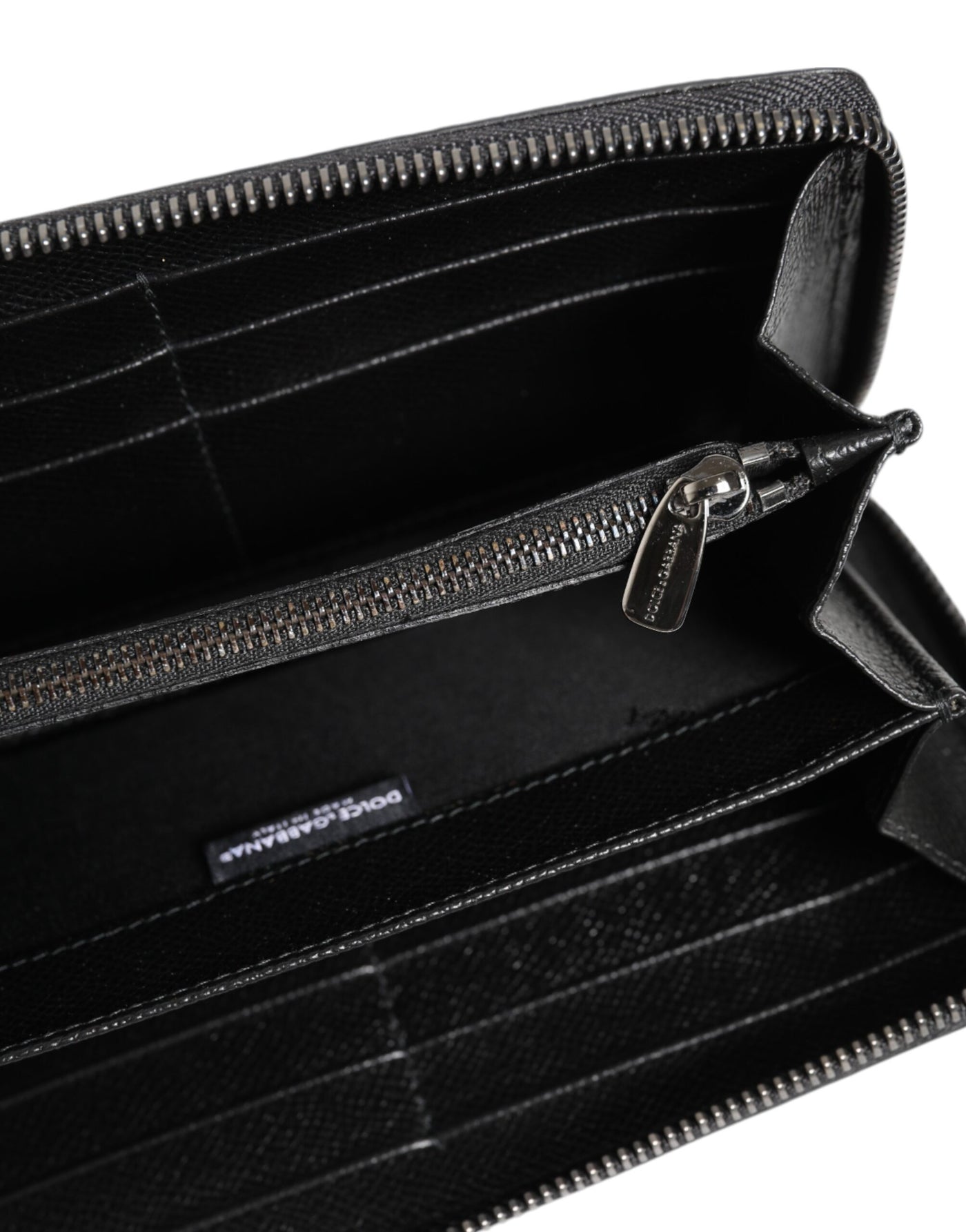 Dolce & Gabbana Schwarzer grauer Leopard Leder Zip Around Continental Geldbörse