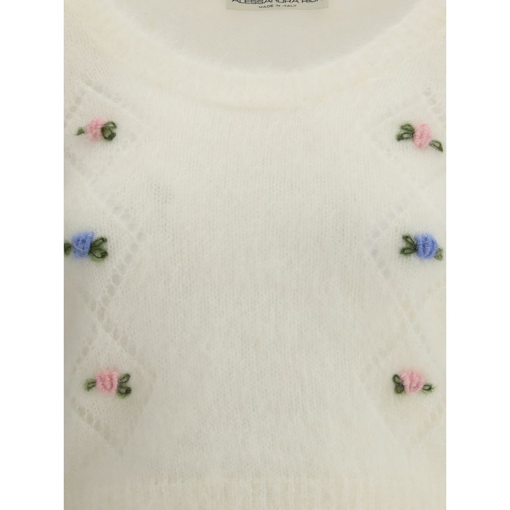 Alessandra Rich Kurzarm-Pullover aus Mohair